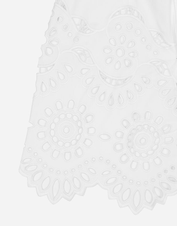 Dolce & Gabbana Tellerrock in Midilänge aus Baumwolle mit Cut-out-Stickerei Weiss F4CV5ZGDCJV