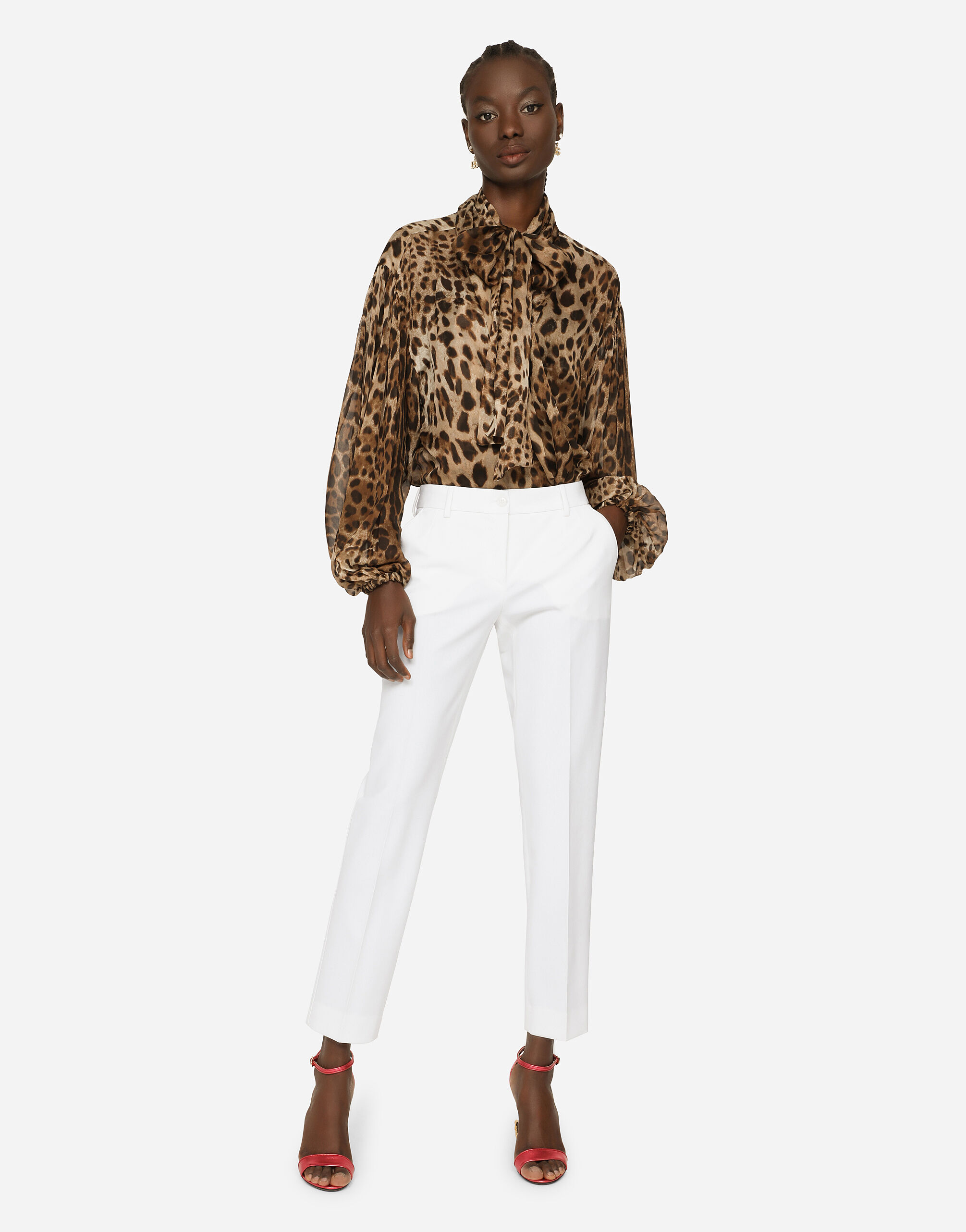 Leopard-print chiffon shirt in Animal Print for | Dolce&Gabbana® US