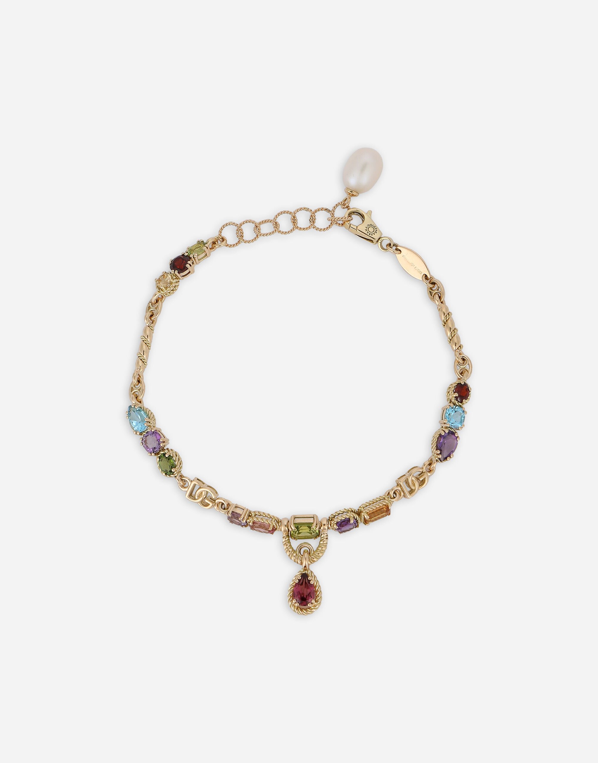 ${brand} 18kt yellow gold bracelet with mutlicolored fine gemstones ${colorDescription} ${masterID}