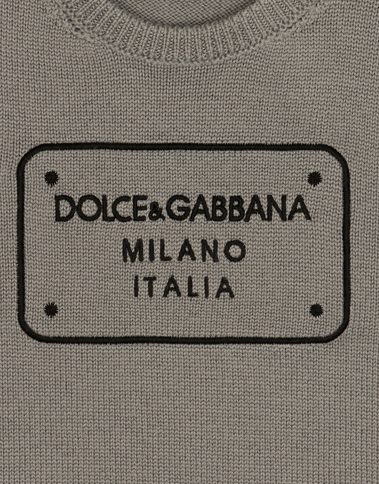 Dolce & Gabbana Strickpullover mit Logoplakette Grau L1KWC5JCVU9