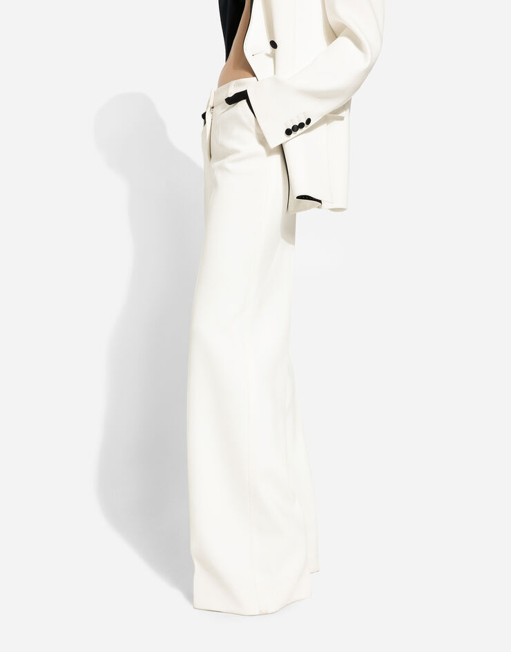 Dolce&Gabbana 双层绉绸喇叭裤 白 FTC0VTFURF3
