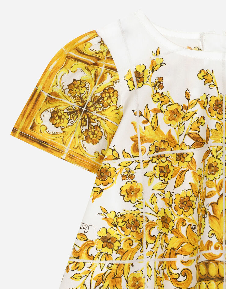 Dolce & Gabbana Платье из поплина с желтым принтом майолики Отпечатки L23DI5FI5JW