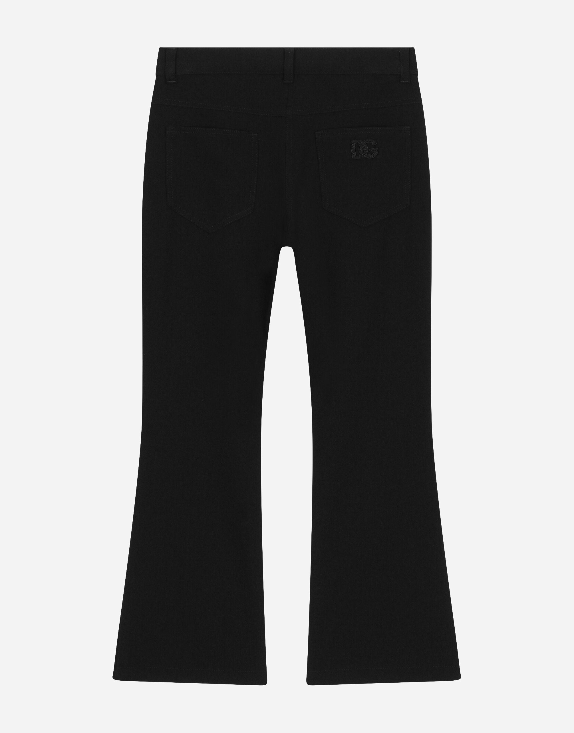 ブラックのガールズ Flared cady pants with DG logo | Dolce&Gabbana®