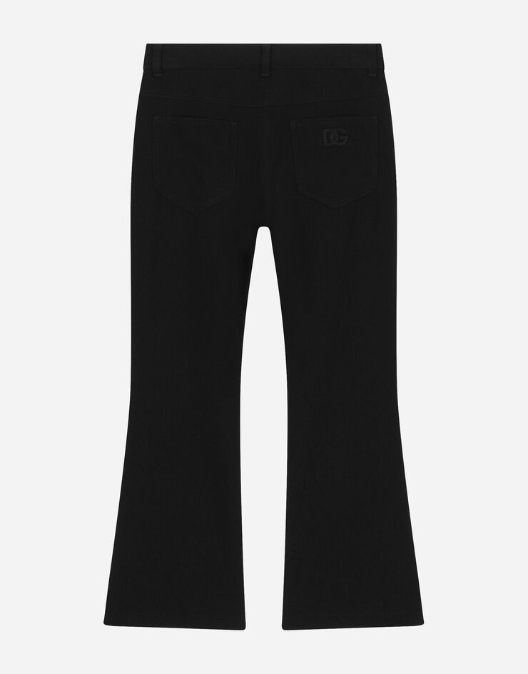 Dolce & Gabbana Flared cady pants with DG logo Black L52F74G7M4Q