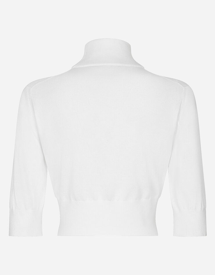 Dolce & Gabbana Укороченный джемпер из хлопка и шелка белый FXW12TJFMEB