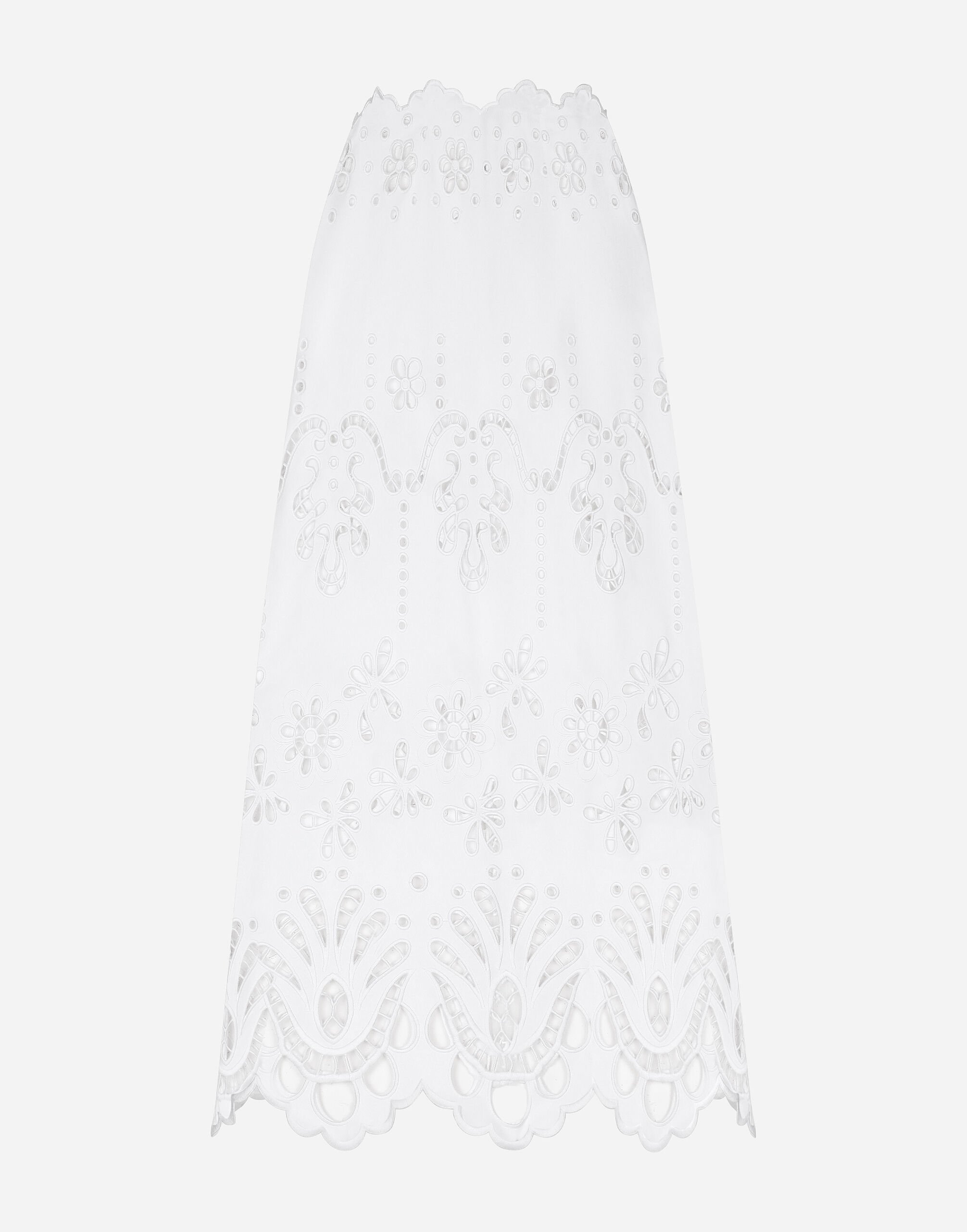 Dolce & Gabbana Cotton calf-length skirt with cut-out detailing White F4CVRZFG6AD