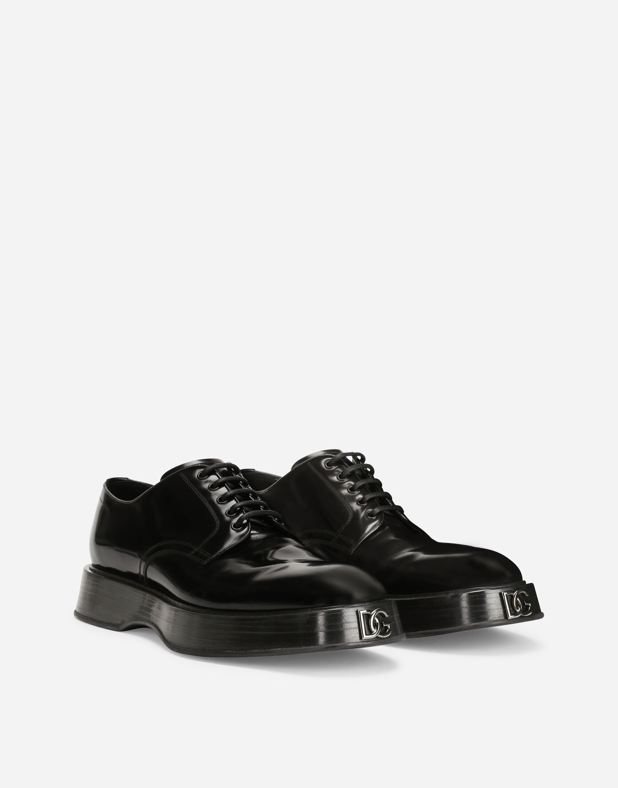 Brushed calfskin Derby shoes in Black for Men | Dolce&Gabbana®