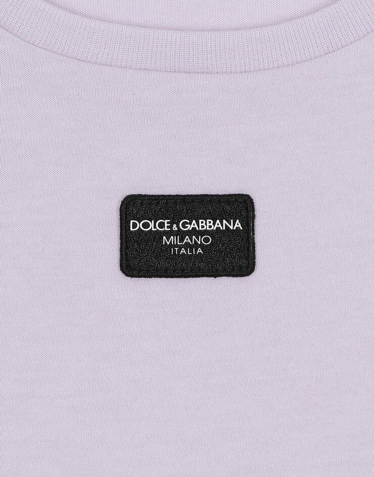 Dolce & Gabbana Camiseta de punto con placa con logotipo Lila L5JTMOG7NYU