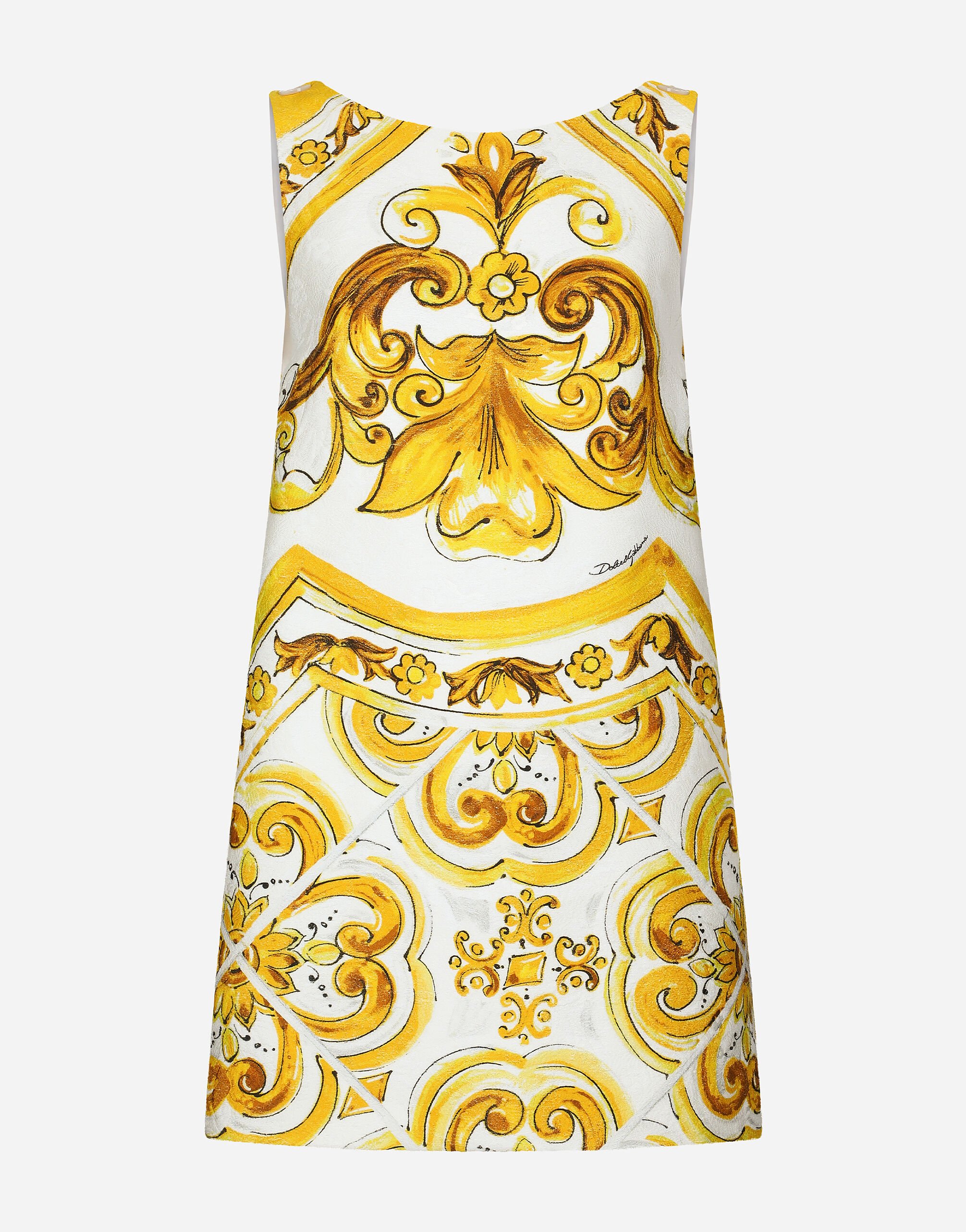 Dolce & Gabbana Short majolica-print brocade dress Print F68A8TFPTAH