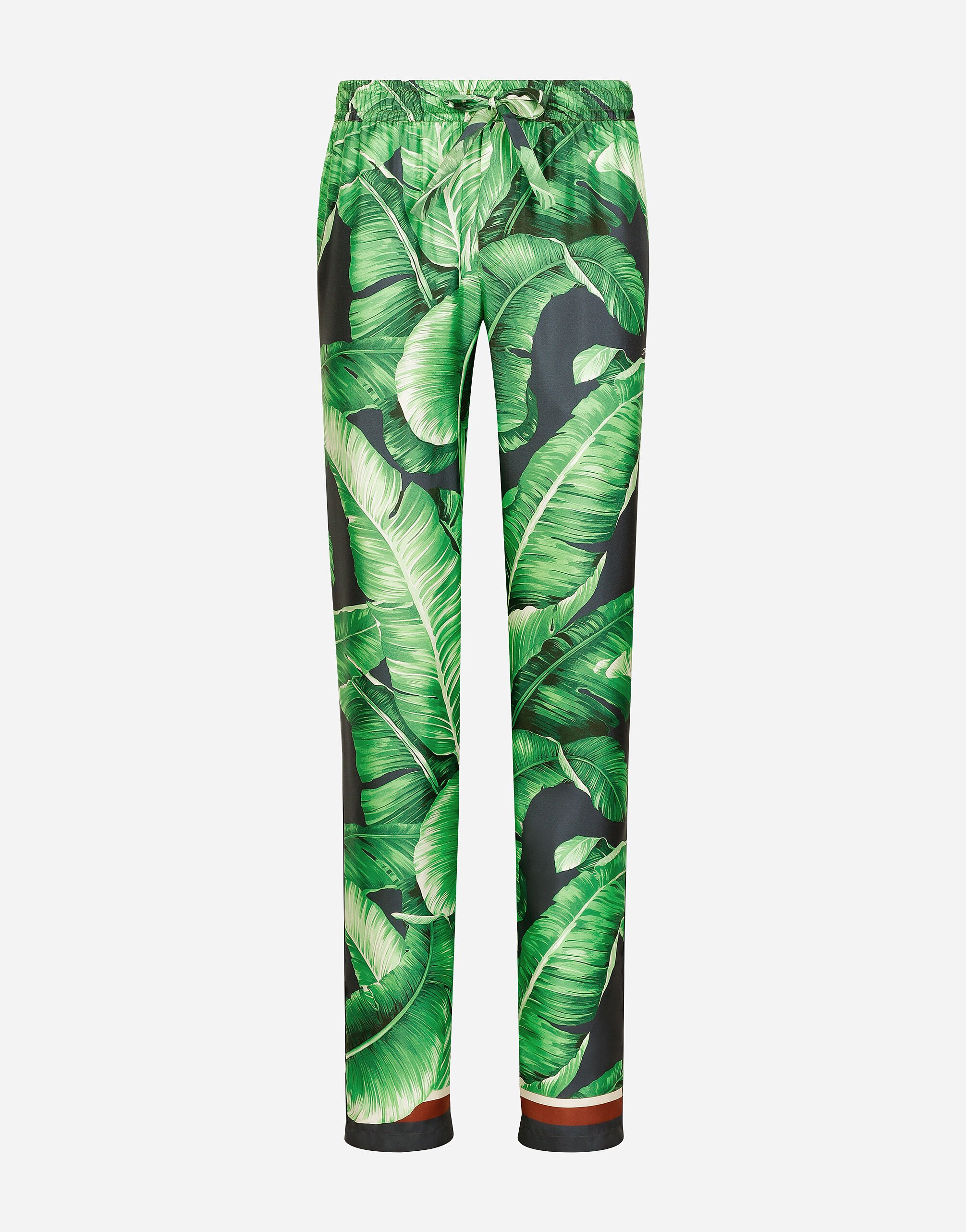 ${brand} Banana-tree-print silk pajama pants ${colorDescription} ${masterID}