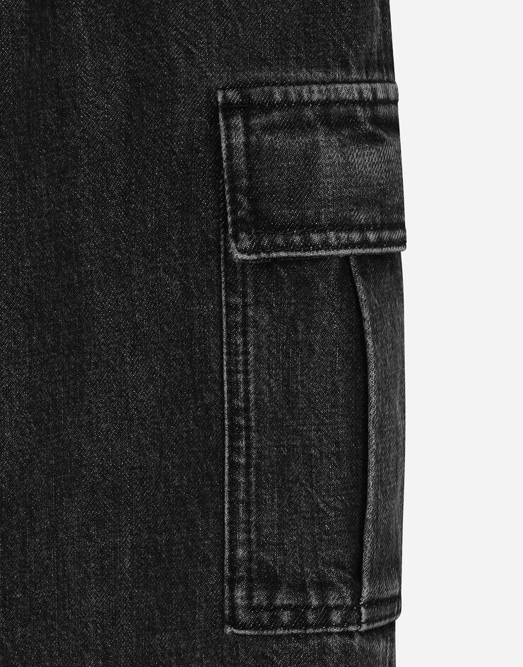 Dolce & Gabbana 5-pocket denim cargo jeans with branded tag Black L42F67LDC26