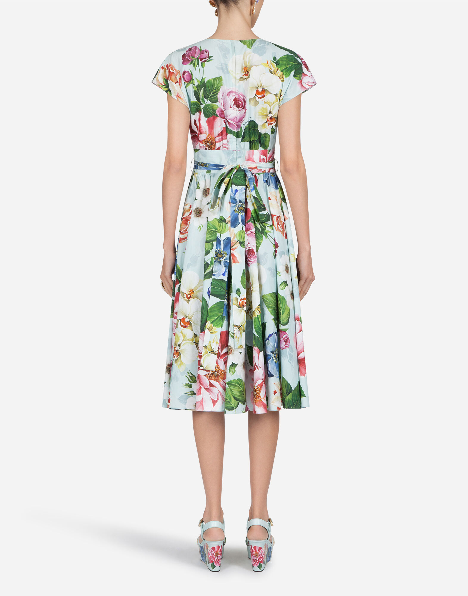 FLORAL-PRINT POPLIN MIDI DRESS