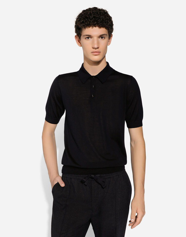 Dolce & Gabbana Cashmere and silk polo-shirt Black GXZ02TJFMEH