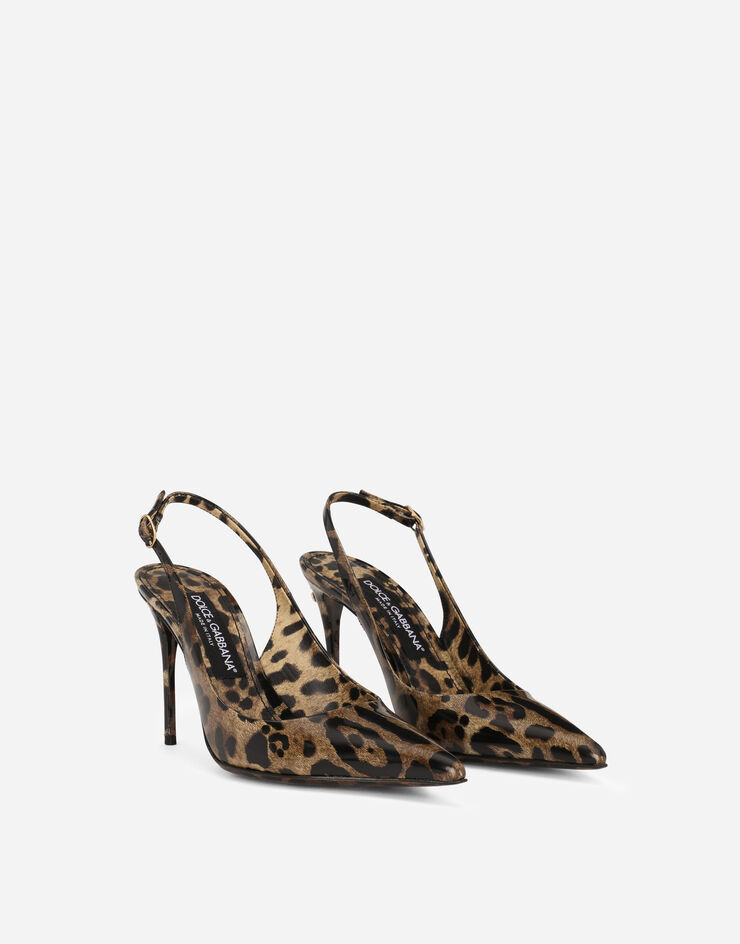 Dolce & Gabbana KIM DOLCE&GABBANA Polished calfskin slingbacks with leopard print Animal Print CG0769AM568