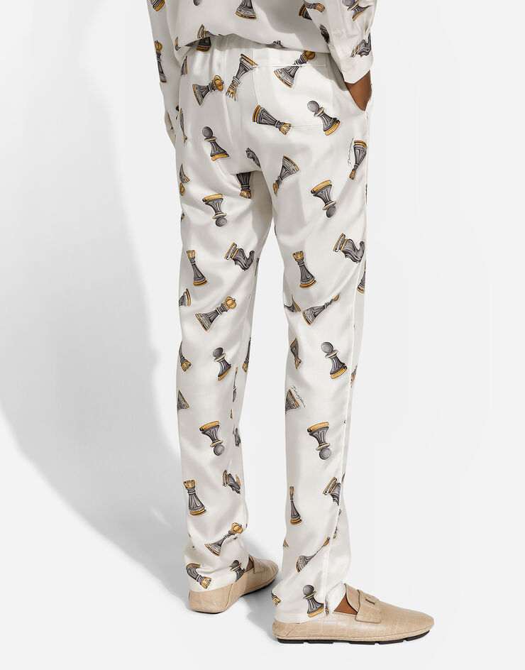 Dolce & Gabbana Silk twill jogging pants with chess-piece print Print GVCRATIS1VA