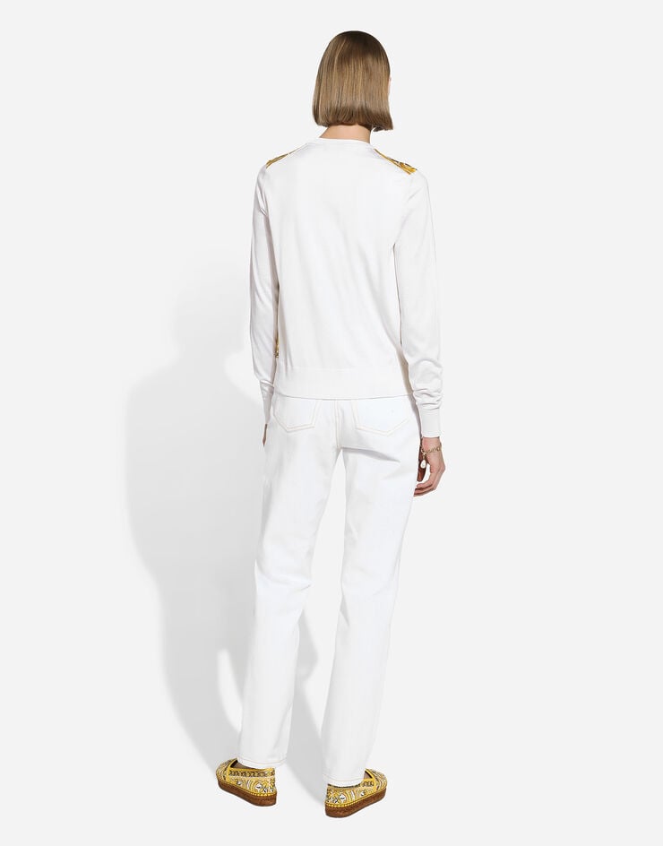 Dolce & Gabbana Camiseta sin mangas de seda con panel frontal en sarga de seda con estampado Maiolica Imprima FXT06TJBSJE