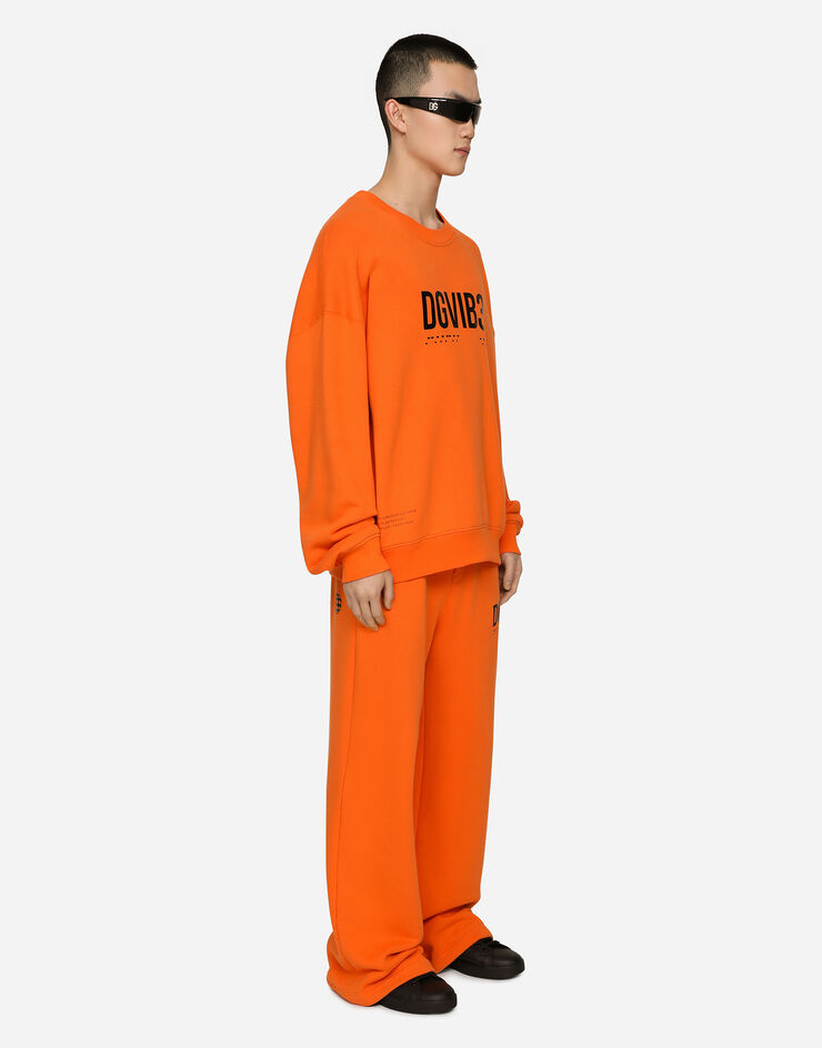 Dolce & Gabbana 徽标与 DGVIB3 印花平纹针织慢跑裤 橘 GZ6EATG7K3G