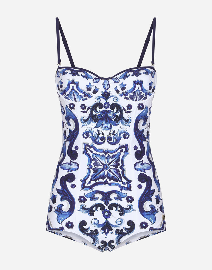 Dolce & Gabbana Majolica-print balconette one-piece swimsuit разноцветный O9A13JHPGA3