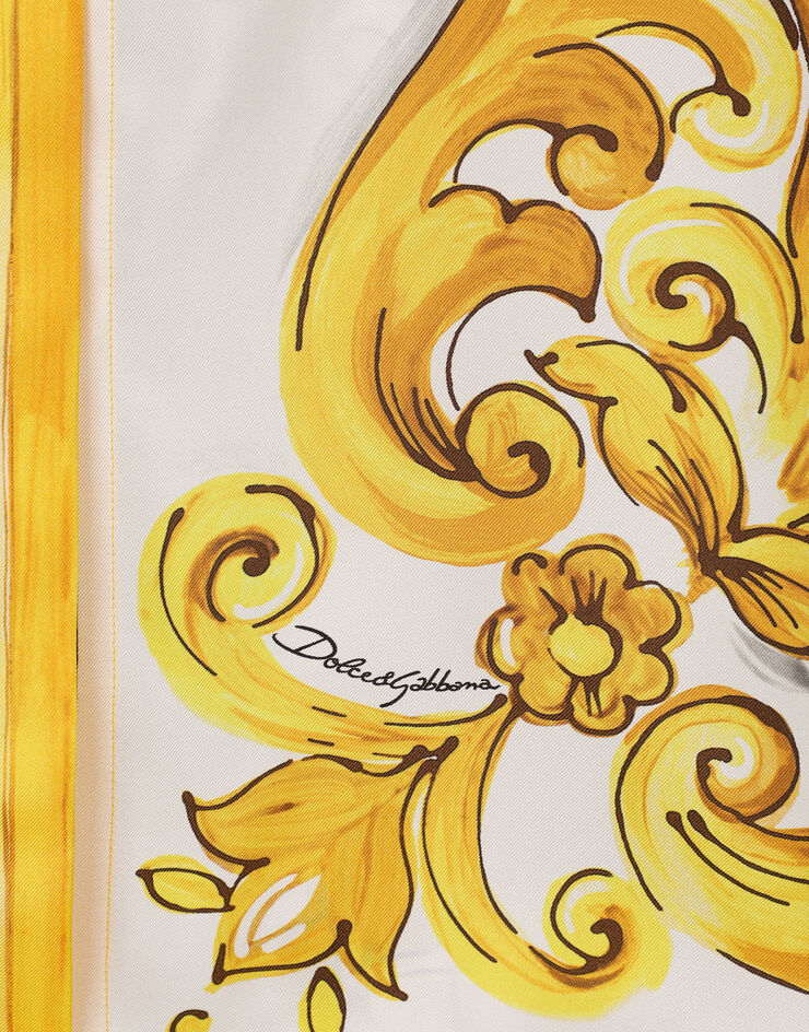 Dolce & Gabbana Chemise caftan en sergé de soie à imprimé majoliques Imprimé F6JDETHI1TK