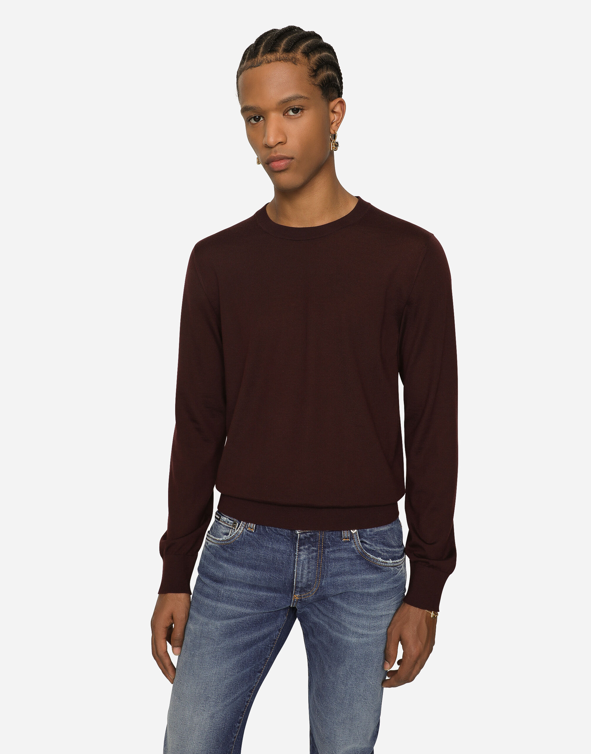 ボルドーのメンズ Extra-fine cashmere round-neck sweater 