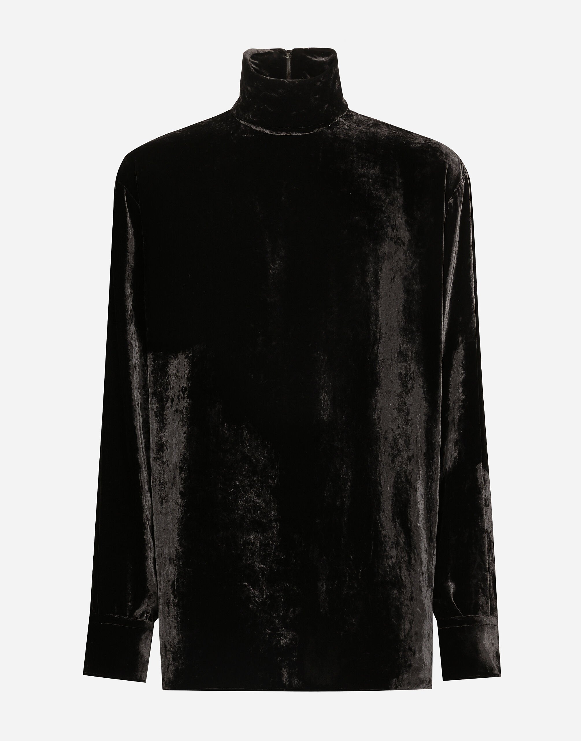 ${brand} Loose velvet turtleneck with shirt cuffs ${colorDescription} ${masterID}