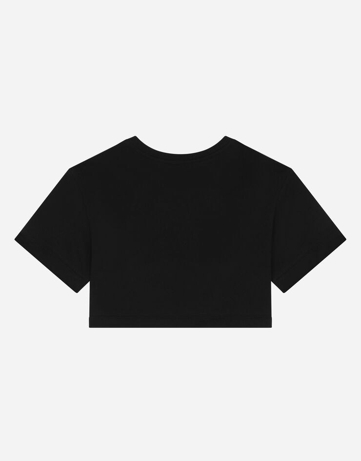 Dolce & Gabbana 로고 태그 저지 티셔츠 블랙 L5JTLBG7JL0