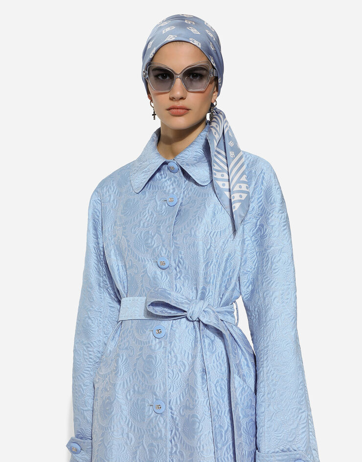 Dolce & Gabbana Quilted floral jacquard trench coat Azure F0C3RTHJMOK