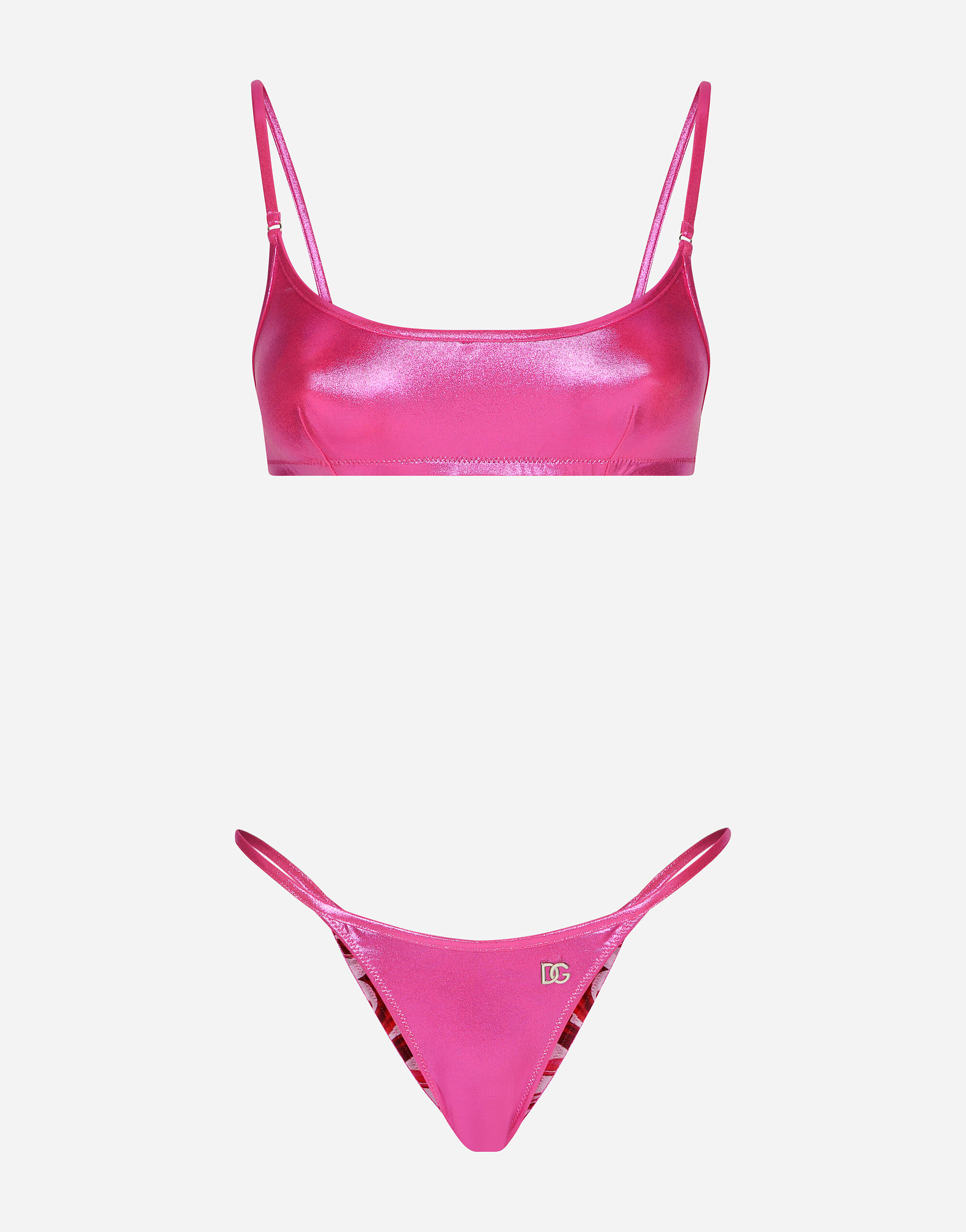 Dolce & Gabbana Laminated bralette bikini top Pink F79DATFMMHN
