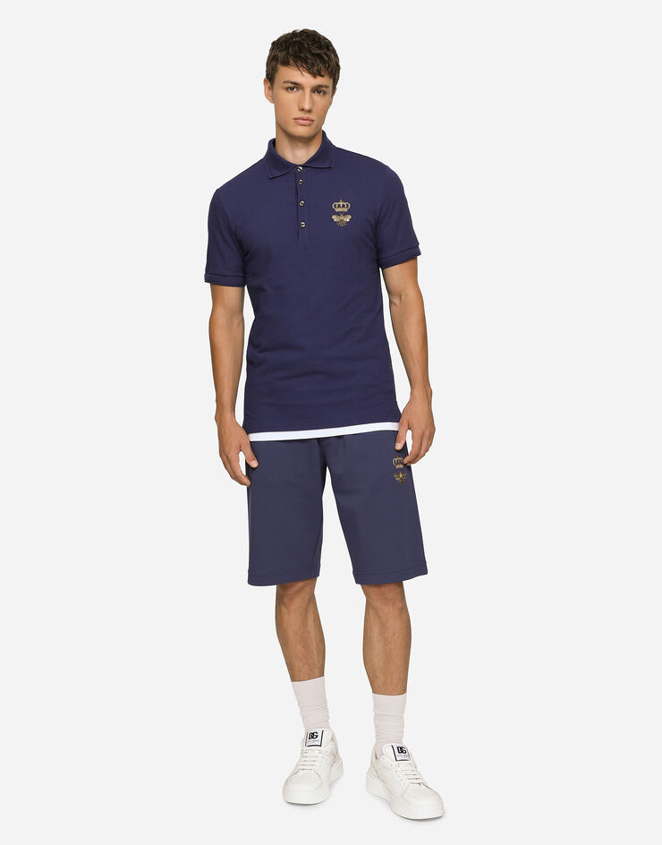 Dolce & Gabbana Bermuda de jogging en jersey à broderie Bleu GVF8AZHU7H9