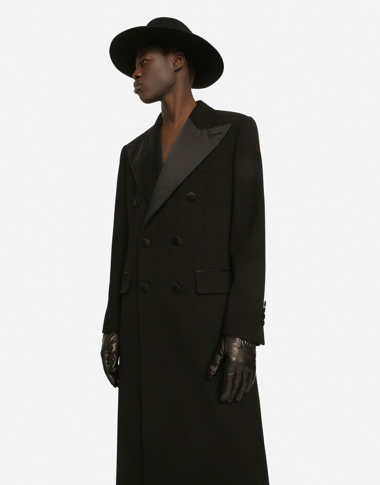 Dolce & Gabbana Двубортное пальто из эластичного шерстяного крепа черный G040LTFUBCI