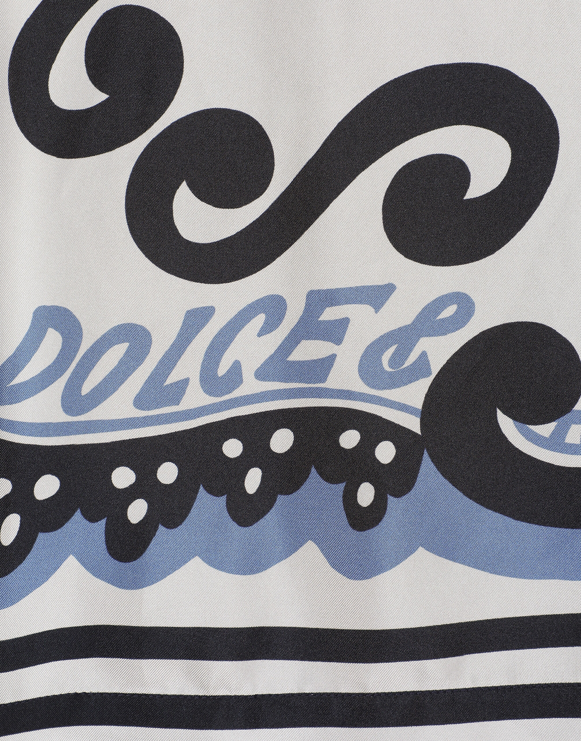 Dolce & Gabbana Marina-print silk polo-shirt male Azure