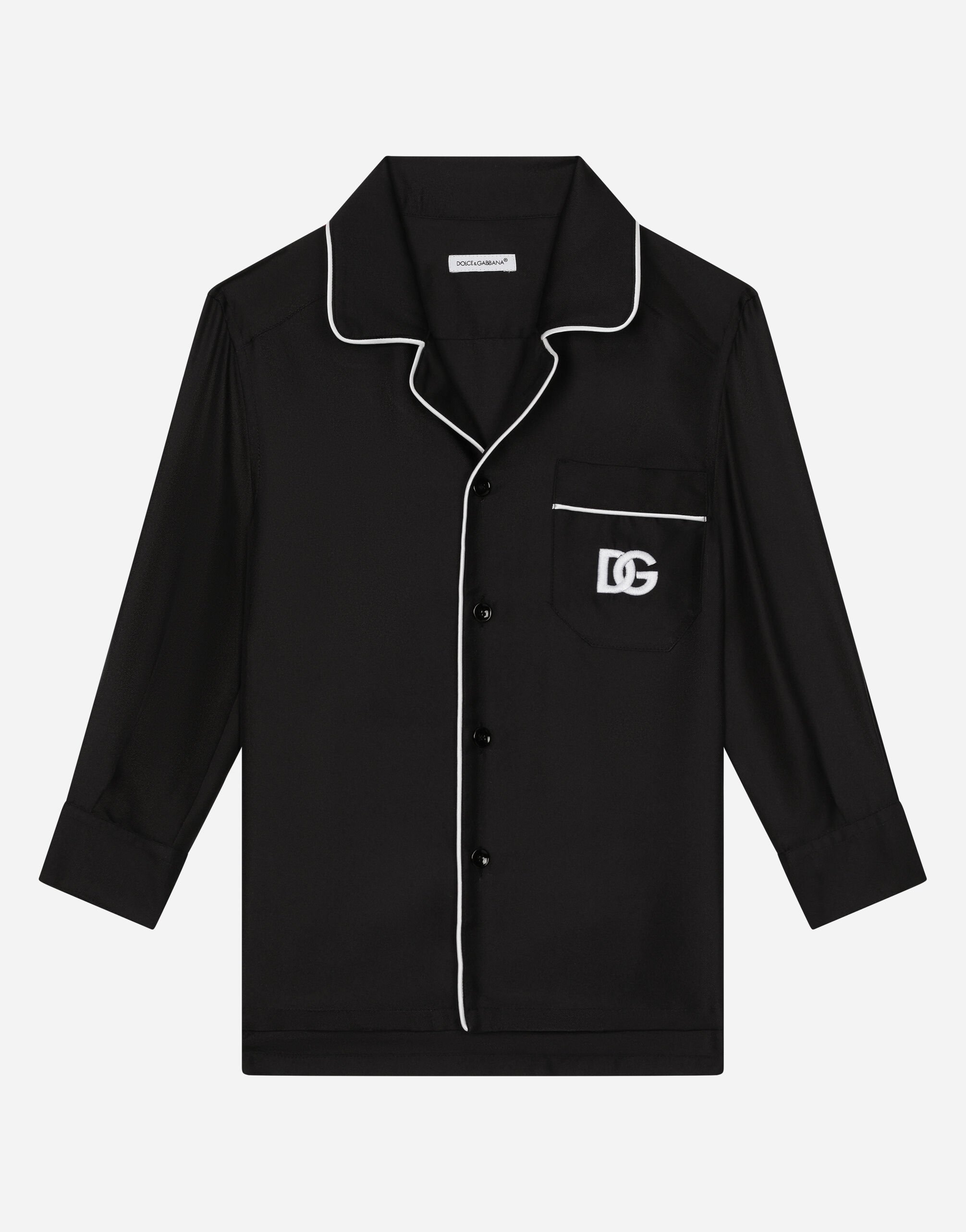Dolce & Gabbana قميص بيجامة من تويل حريري بتطريز DG مطبعة L44S11HI1S6