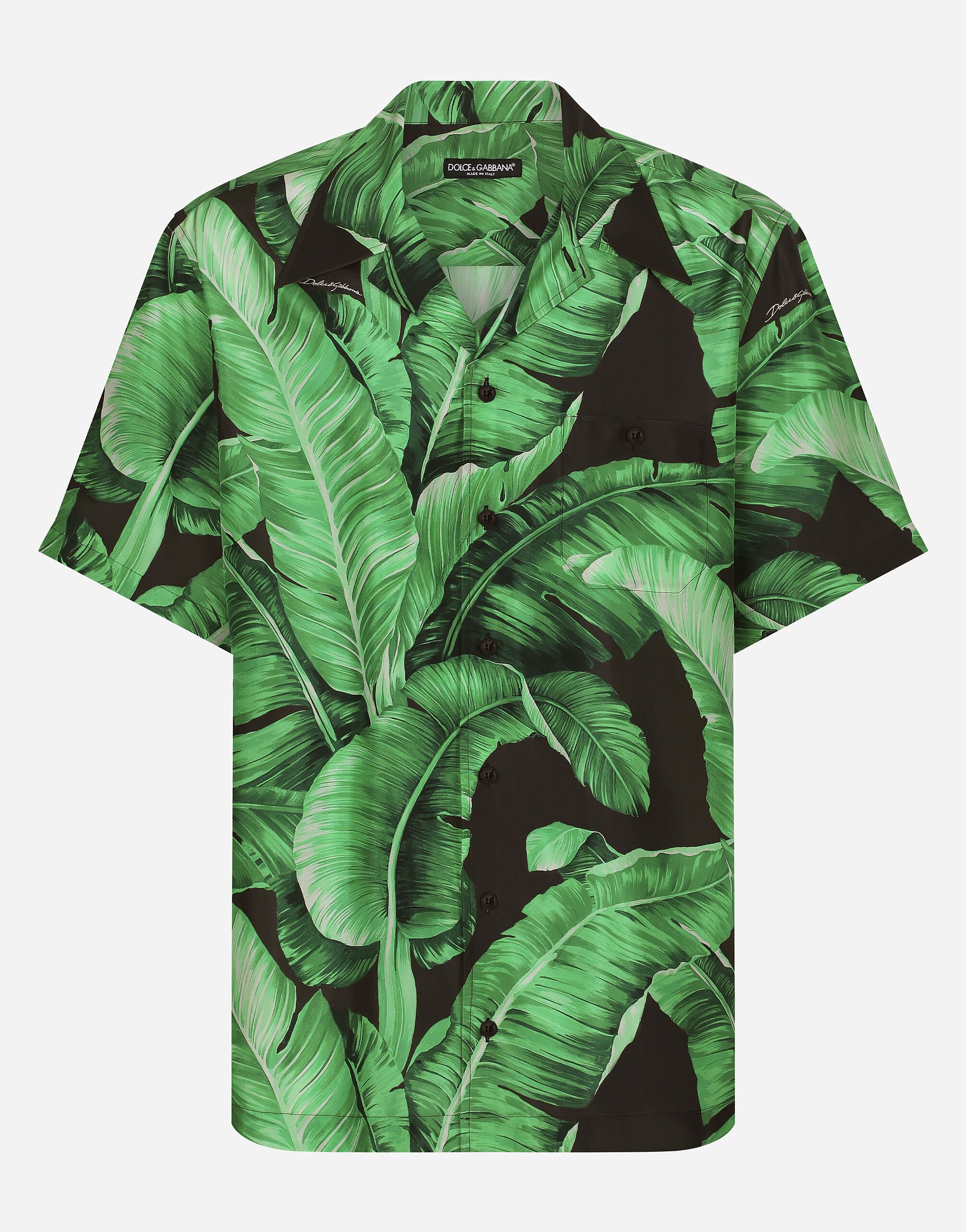 ${brand} Silk Hawaiian shirt with banana tree print ${colorDescription} ${masterID}