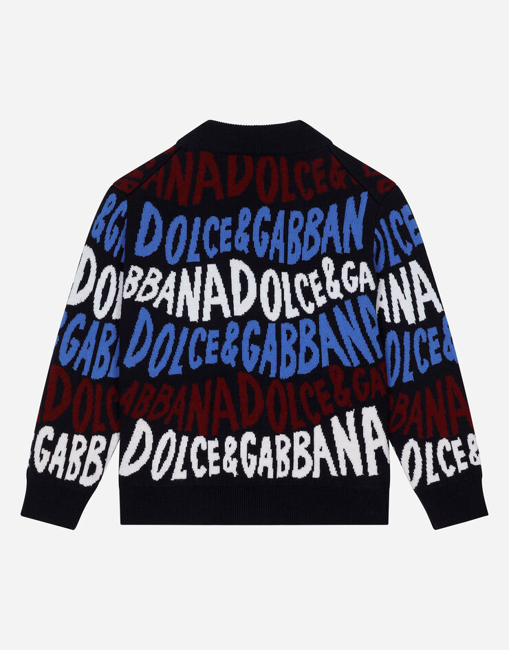 Dolce & Gabbana Wool jacquard cardigan with Dolce&Gabbana logo Multicolor L4KWE3JCVV3