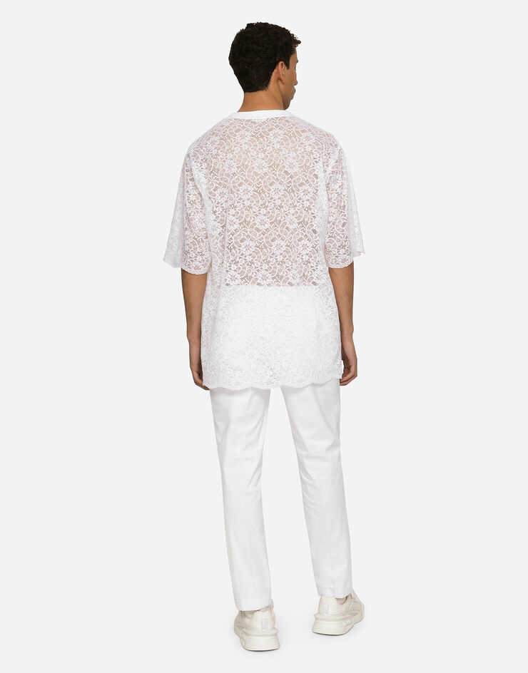 Dolce & Gabbana Stretch cotton pants with DG patch White GW13EZGG864