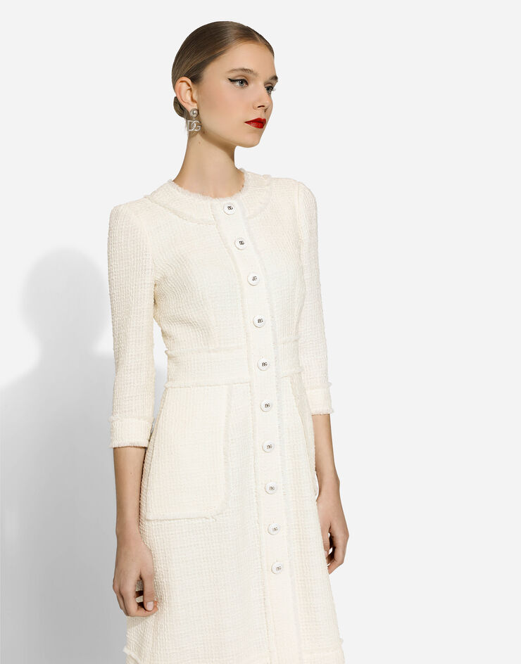 Dolce & Gabbana Raschel tweed A-line dress White F6ARXTGDCAW