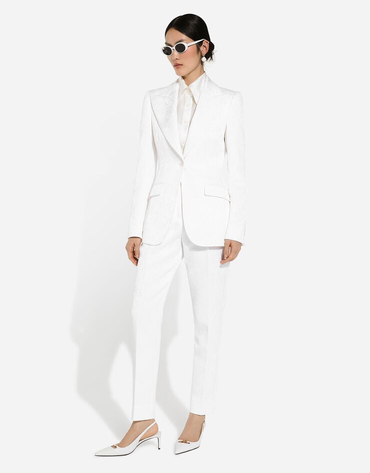 Dolce & Gabbana Brocade cigarette pants White FTAM2TFJTBV