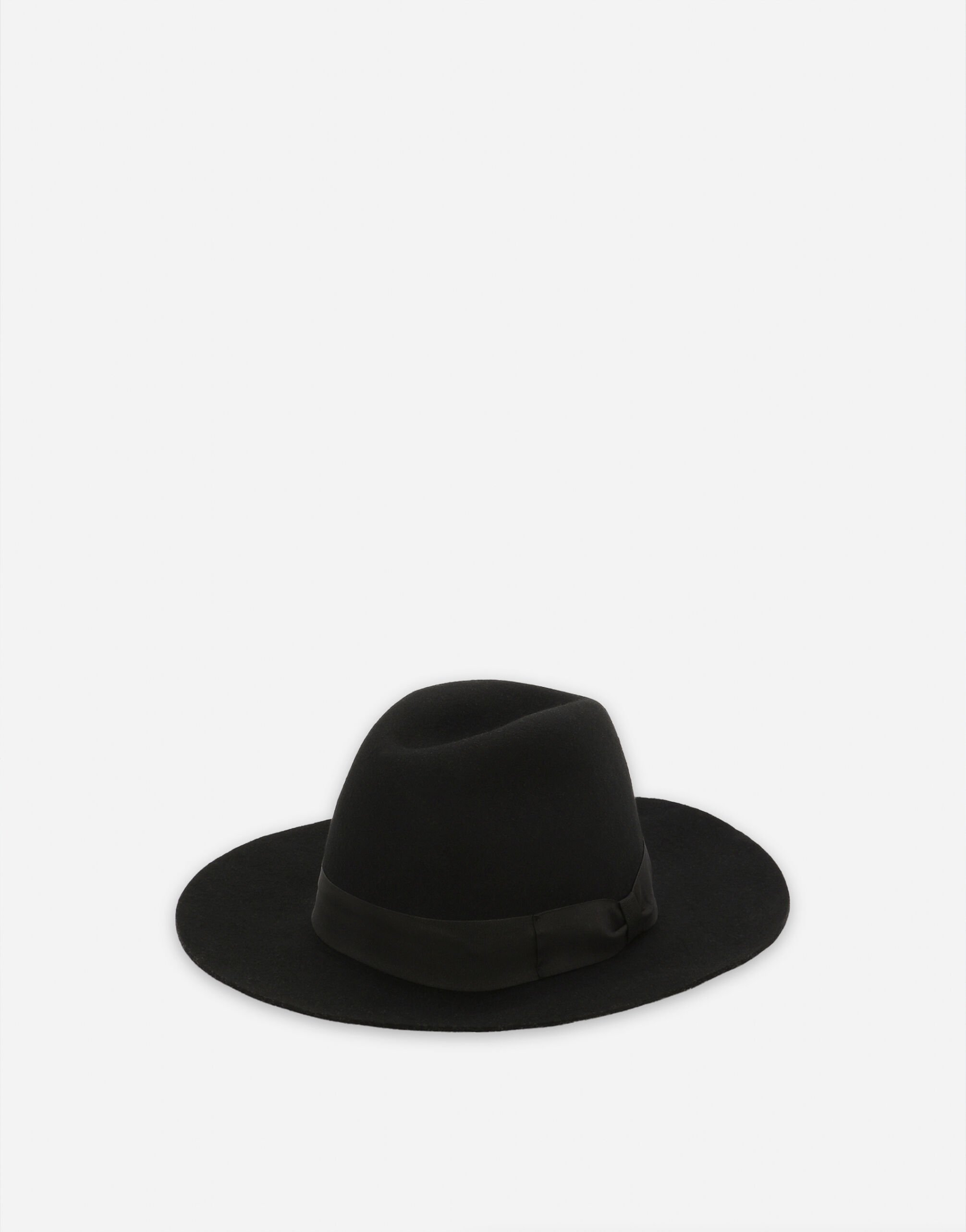 Dolce&Gabbana قبعة فيدورا من صوف لباد أسود G2SY1THU7PR