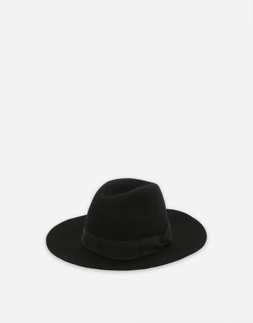 Dolce&Gabbana قبعة فيدورا من صوف لباد أسود GH596AGH094