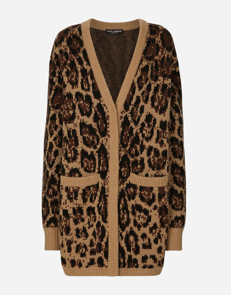 Dolce & Gabbana 豹纹提花羊毛与羊绒长款开衫 多色 FX263TJAMKA