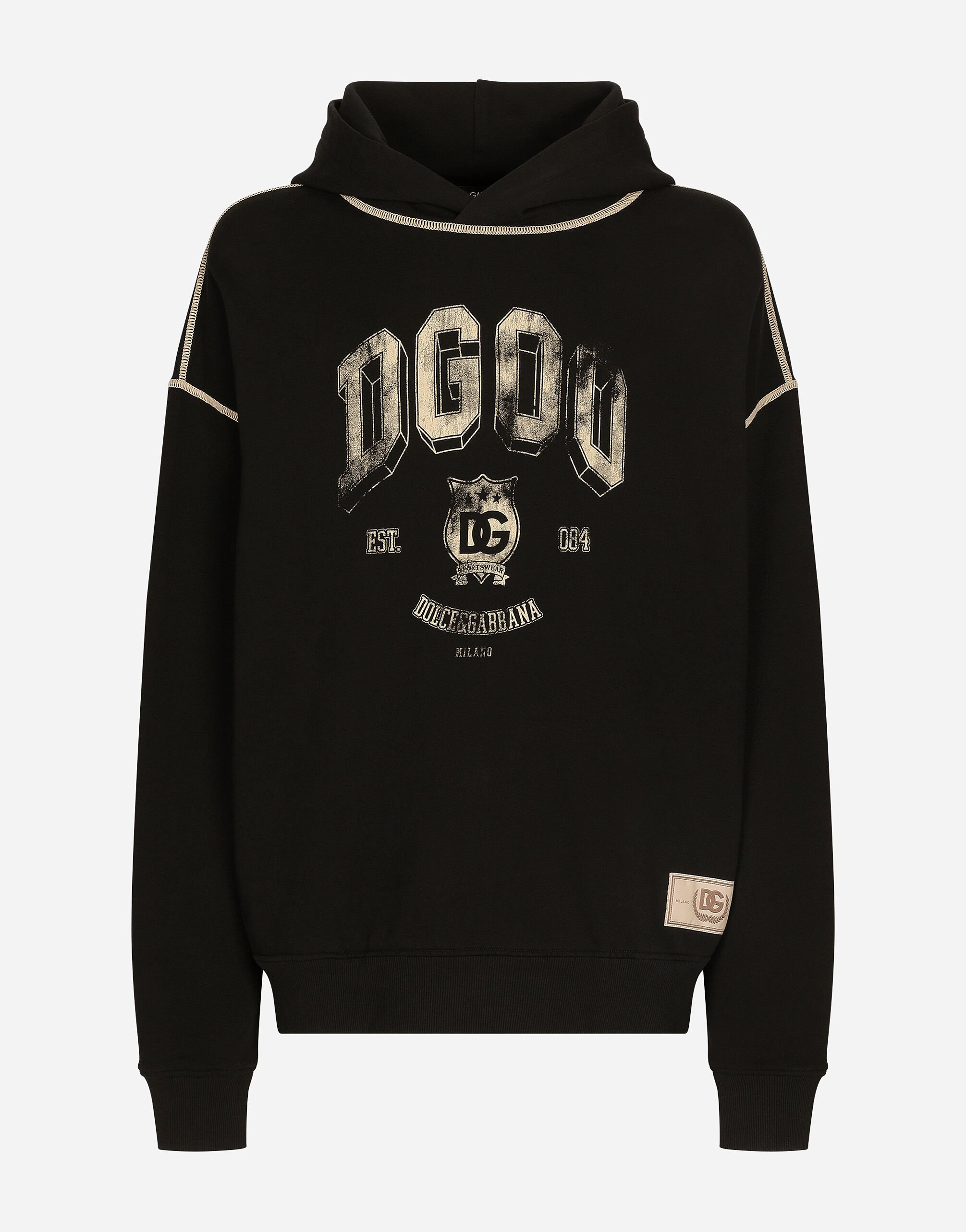 Dolce & Gabbana Sweat-shirt oversize avec capuche et logo Vert G9BDXZG7NON