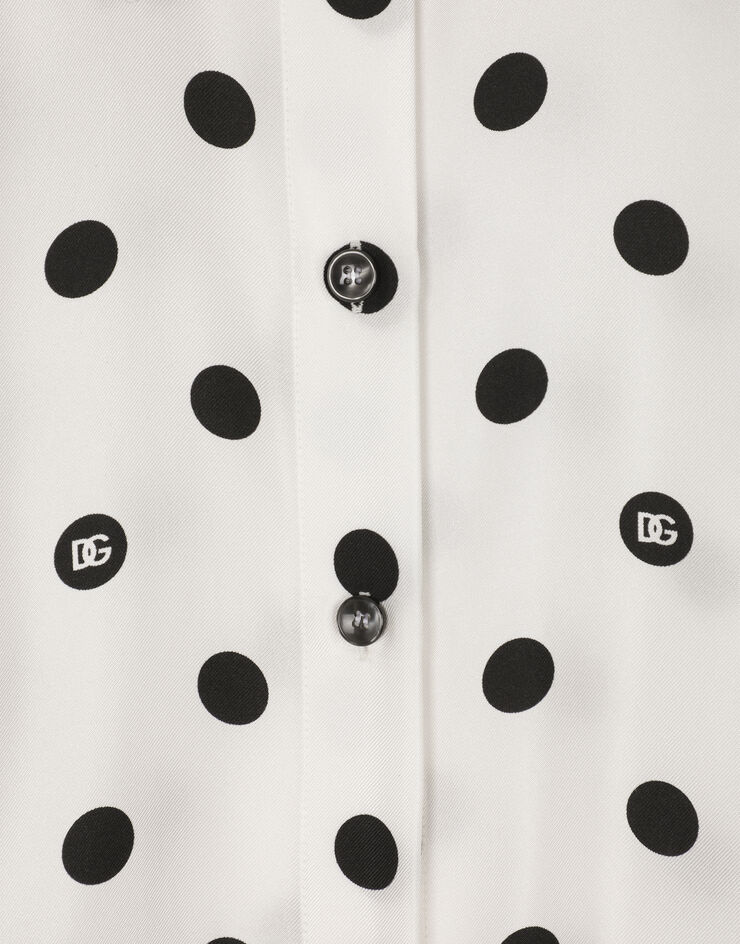 Dolce & Gabbana Camisa en sarga de seda con estampado de lunares Imprima F5S31TIS1VI
