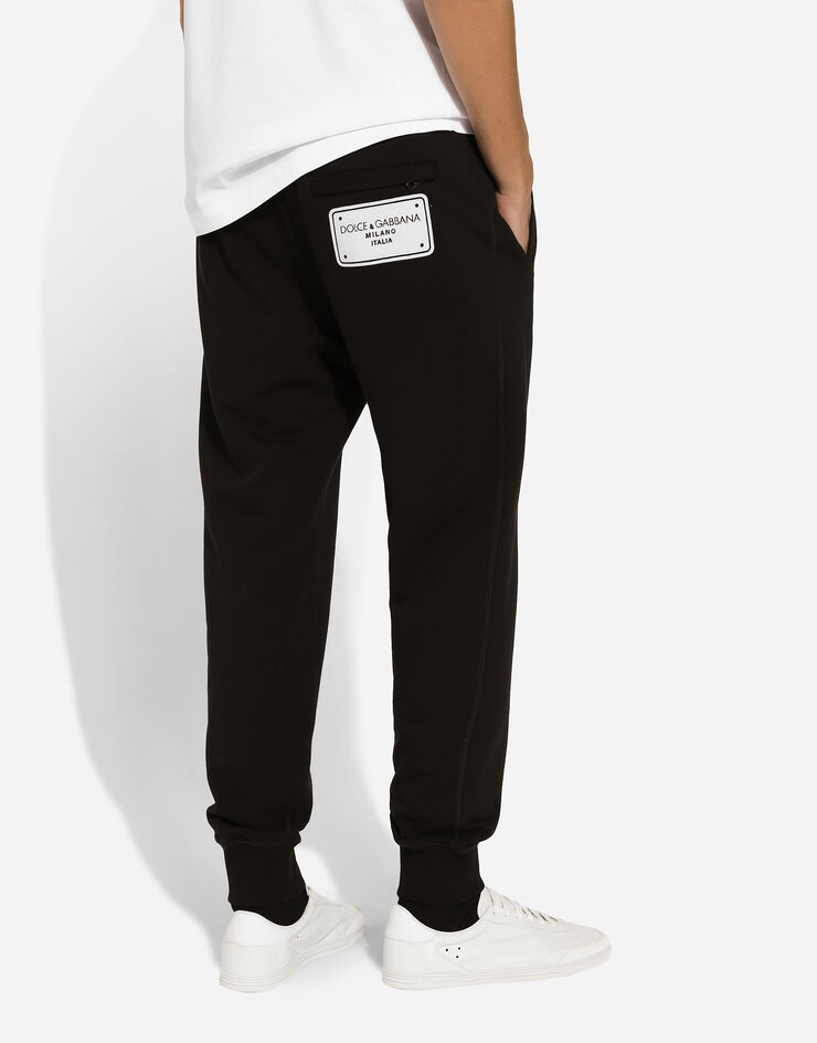 Dolce & Gabbana Jersey jogging pants with rubber branded tag Black GVS2HZG7NRT