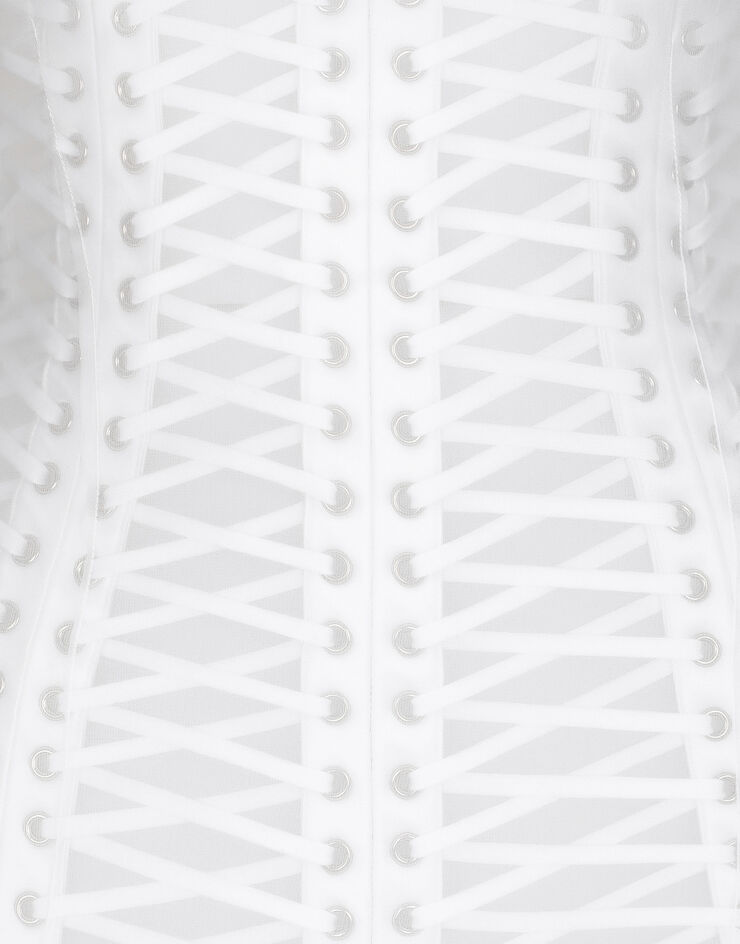 Dolce & Gabbana Vestido largo con detalles estilo corsé de chifón Blanco F6JEPTGDCF2