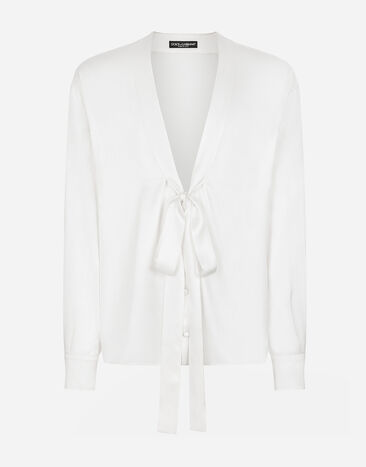 Dolce & Gabbana Silk shirt with pussy-bow detail White G5MI0TFU1AU