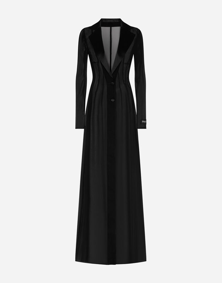 Dolce&Gabbana Sobretodo en chifón de seda Negro F0W0WTFUAA1
