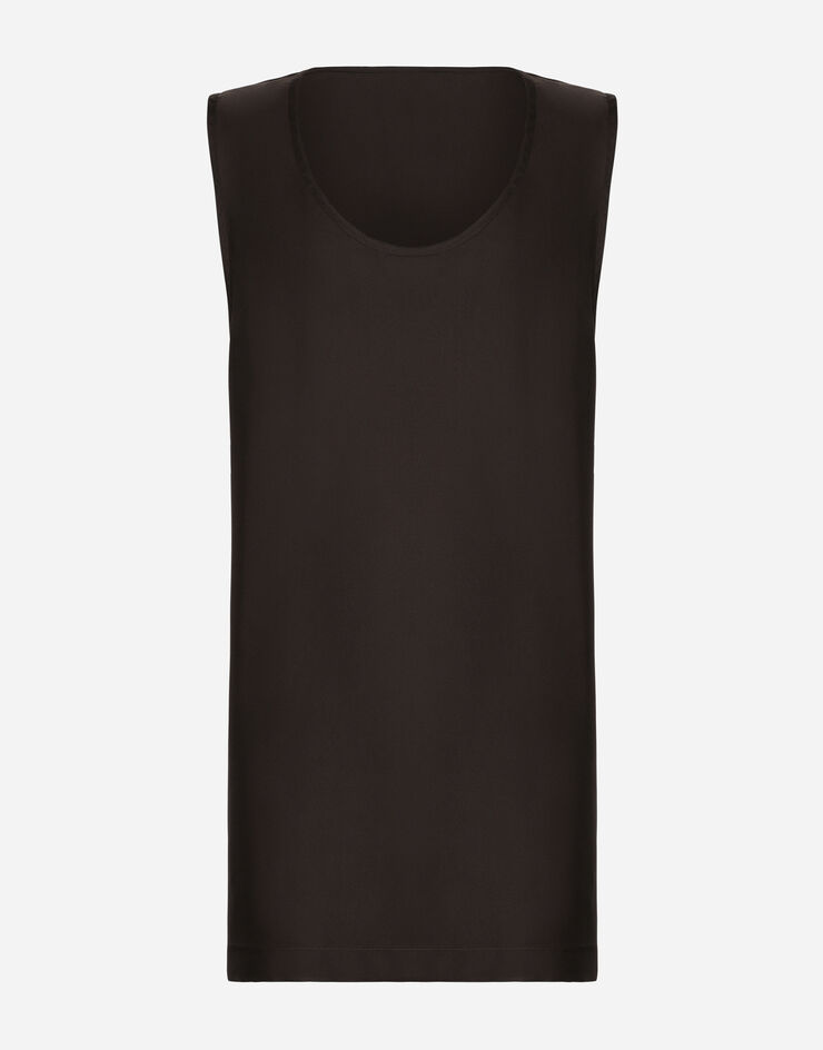 Dolce & Gabbana Camiseta sin mangas de seda Marrón G8RO5TFU1S4