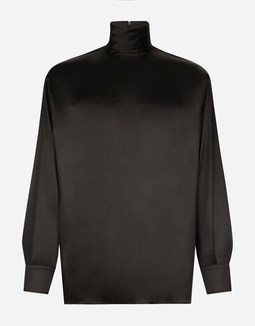 ${brand} Loose silk turtleneck with shirt cuffs ${colorDescription} ${masterID}