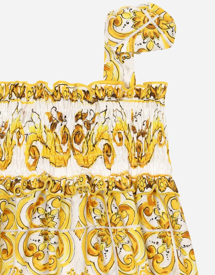 Dolce & Gabbana Pagliaccetto in popeline con stampa maiolica gialla Stampa L21O84G7EX8