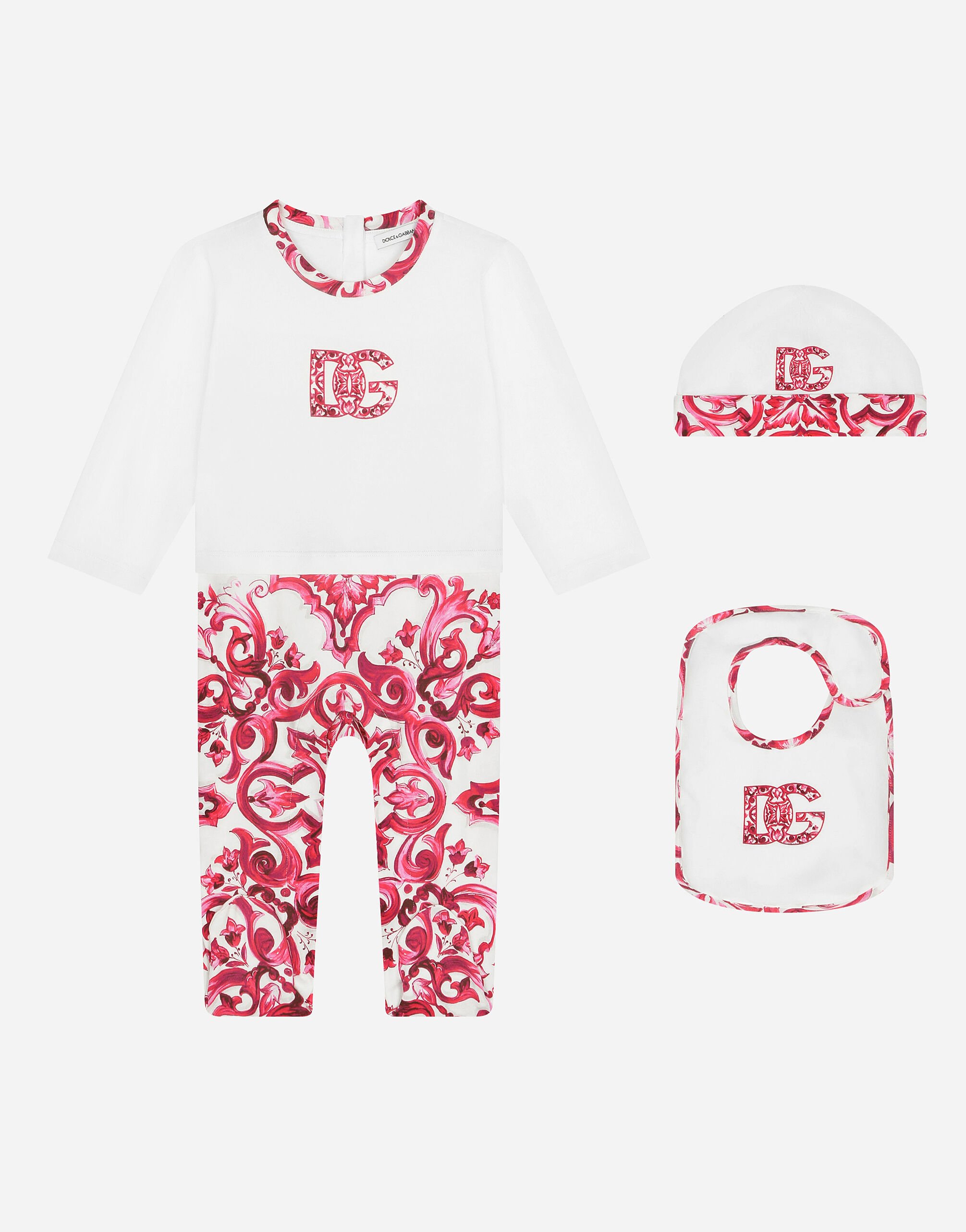 Dolce & Gabbana Set cadeau 3 pièces en jersey à imprimé majoliques Gris L1JO7FG7L5U